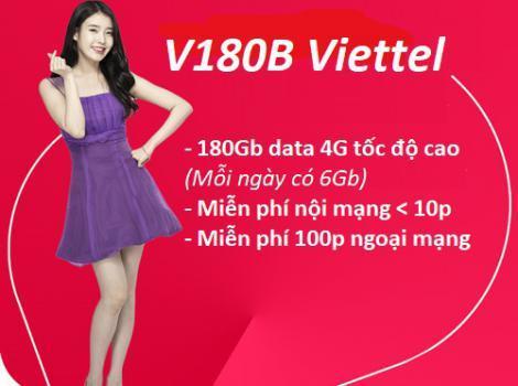 Gói 4G Viettel tháng cước phí 180k/ tháng 180Gb tốc độ cao