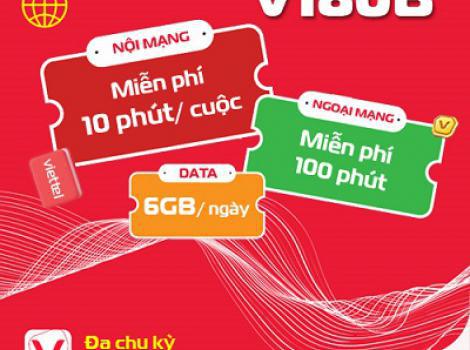 Gói cước Viettel siêu data 180Gb 180k/ tháng Free cước nội, ngoại mạng