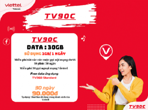 Nhận ưu đãi khủng với TV90C Viettel 30Gb nghe gọi miễn phí