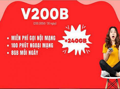 Đăng ký gói cước Viettel 200K 1 tháng có 240Gb + Free cước gọi nội ngoại mạng