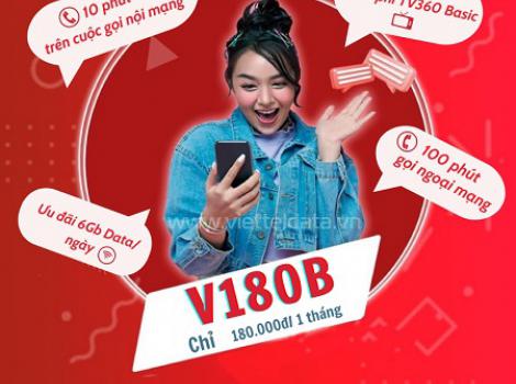 Gói Cước V180B Viettel: 180GB, Miễn Phí Gọi Thoại Hàng Tháng