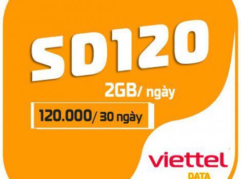 Gói SD120 Viettel 60GB ( 2GB / ngày ) 120K mỗi tháng