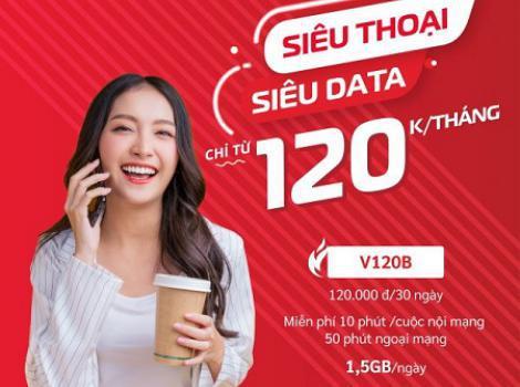Gói Combo V120B Viettel: 45GB & Miễn Phí Cước Gọi Chỉ 120K / Tháng