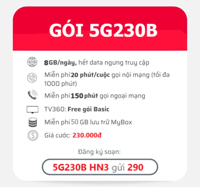 Gói Cước 5G230B: Tốc Độ Cao, Không Giới Hạn Trong Tầm Tay!