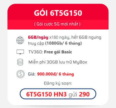 Gói Cước 5G Tiết Kiệm: 6GB/ngày, Kết Nối Liên Tục 6 Tháng