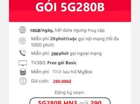 Nhận 300Gb 5G Miễn Phí 200 Phút Gọi Thoại Với Gói Cước 5G280B Viettel