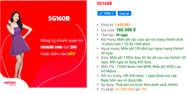5G160B Viettel 24h