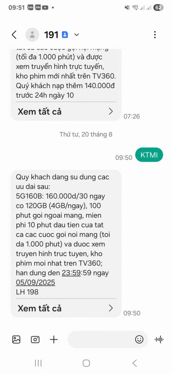 Cú pháp gửi 191