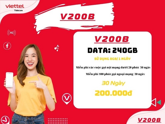 Gọi nội ngoại mạng thả ga với gói cước V200B Viettel